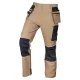 Munkásnadrág Mix&Match, 4 irányú sztreccs, 230g/m2, külső csavarzsebek, Cordura erősítés, bézs-fekete, XXXL