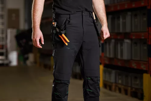 Munkásnadrág Mix&Match, 4 irányú sztreccs, 230g/m2, külső csavarzsebek, Cordura megerősítések, fekete, XS