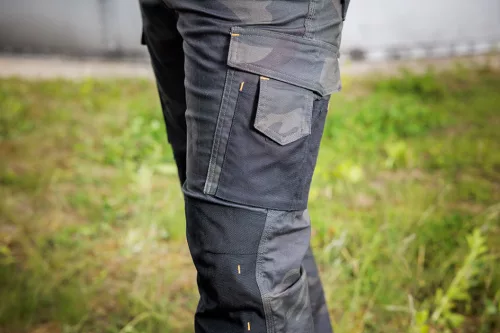 Munkásnadrág Mix&Match Canvas, 280g/m2, külső zsebek, Cordura részek, fényvisszav. betétek, zöld-terep, XS