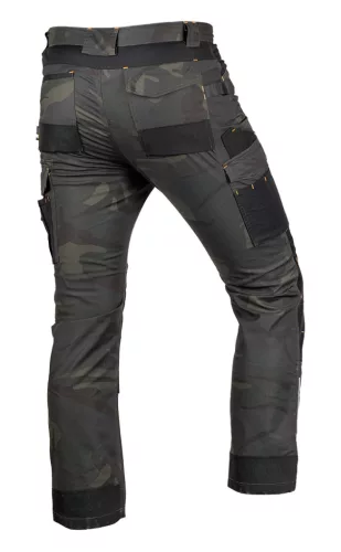 Munkásnadrág Mix&Match Canvas, 280g/m2, külső zsebek, Cordura részek, fényvisszav. betétek, zöld-terep, XS