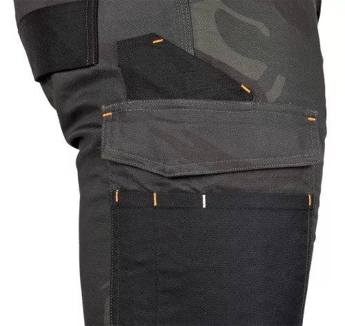 Munkásnadrág Mix&Match Canvas, 280g/m2, külső zsebek, Cordura részek, fényvisszav. betétek, zöld-terep, XS