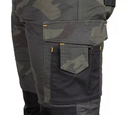 Munkásnadrág Mix&Match Canvas, 280g/m2, külső zsebek, Cordura részek, fényvisszav. betétek, zöld-terep, XS