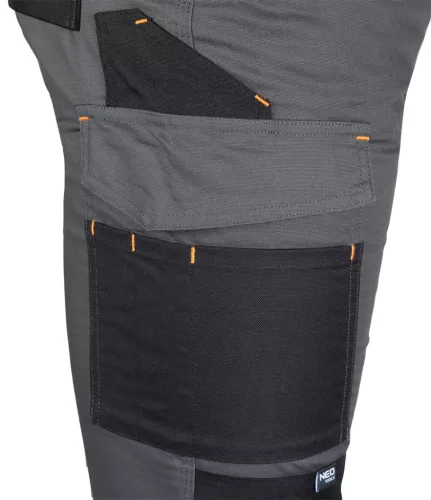 Munkásnadrág Mix&Match Canvas, 280g/m2, külső zsebek, Cordura részek, fényvisszav. betétek, szürke-fek., L