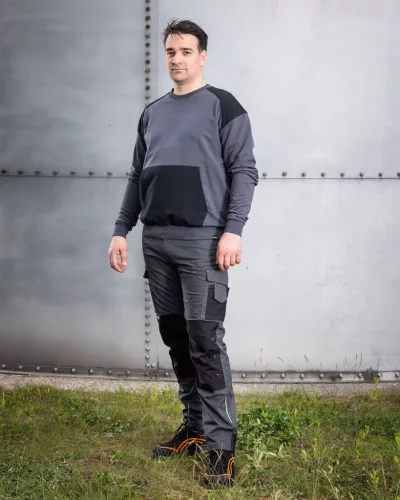 Munkásnadrág Mix&Match Canvas, 280g/m2, külső zsebek, Cordura részek, fényvisszav. betétek, szürke-fek., M