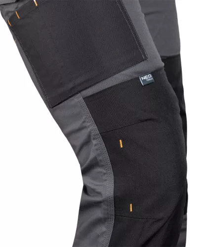 Munkásnadrág Mix&Match Canvas, 280g/m2, külső zsebek, Cordura részek, fényvisszav. betétek, szürke-fek., M