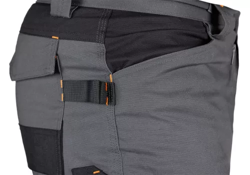 Munkásnadrág Mix&Match Canvas, 280g/m2, külső zsebek, Cordura részek, fényvisszav. betétek, szürke-fek., XS