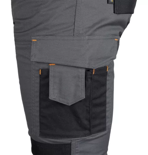 Munkásnadrág Mix&Match Canvas, 280g/m2, külső zsebek, Cordura részek, fényvisszav. betétek, szürke-fek., XXXL