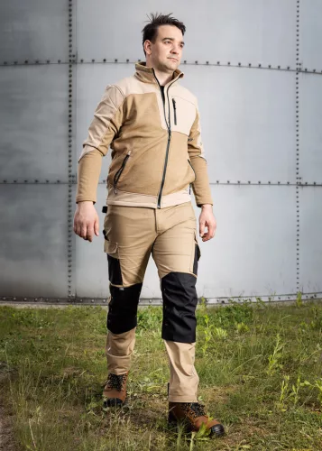 Munkásnadrág Mix&Match Canvas, 280g/m2, külső zsebek, Cordura részek, fényvisszav. betétek, bézs-fek., L