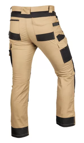 Munkásnadrág Mix&Match Canvas, 280g/m2, külső zsebek, Cordura részek, fényvisszav. betétek, bézs-fek., S