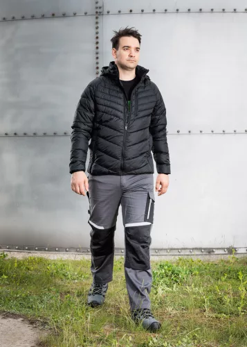 Munkásnadrág Mix&Match, 240g/m2, külső zsebek, profilozott térdbetét, fényvisszav. betétek, szürke-fek., L