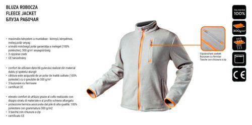 Polár munkavédelmi kabát, szürke, L