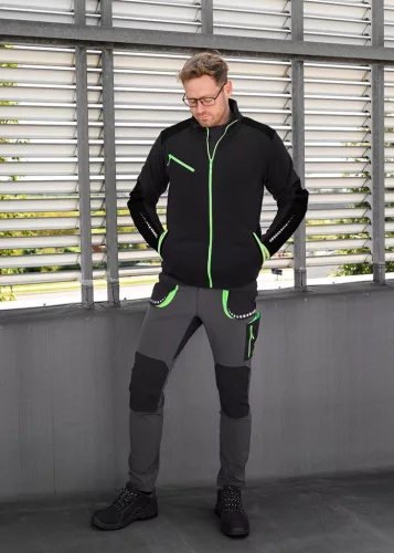 Polár munkavédelmi kabát, Premium, fekete, Cordura megerősítésekkel, 300g/m2, XL