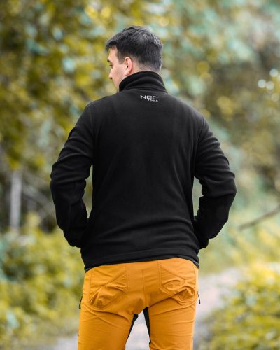 Polár munkavédelmi kabát, gyapjú hatású, Basic, fekete, L