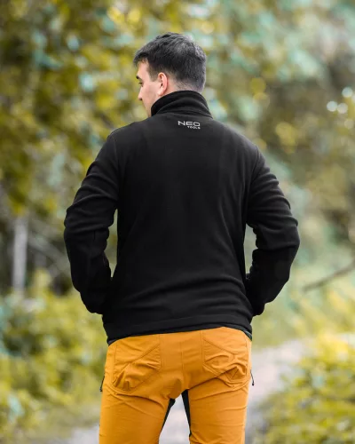 Polár munkavédelmi kabát, gyapjú hatású, Basic, fekete, XXL