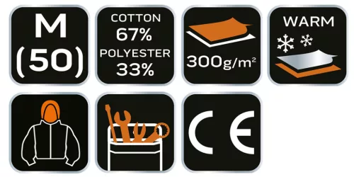 Munkavédelmi kabát, kapucnival Premium, kétrétegű, 67% pamut + 33% poliészter, M