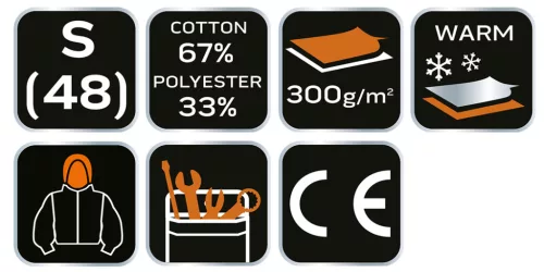 Munkavédelmi kabát, kapucnival Premium, kétrétegű, 67% pamut + 33% poliészter, S