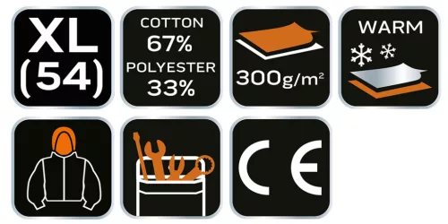 Munkavédelmi kabát, kapucnival Premium, kétrétegű, 67% pamut + 33% poliészter, XL