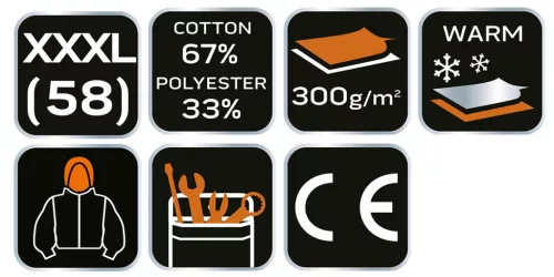 Munkavédelmi kabát, kapucnival Premium, kétrétegű, 67% pamut + 33% poliészter, XXXL
