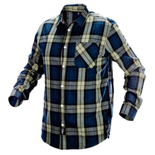 Flanel munkaing, kék-oliva-fekete, 100% pamut, XL