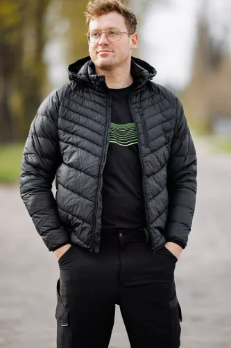 Téli munkavédelmi kabát, Mix&Match, steppelt-szigetelt anyag, könnyű, fekete, M