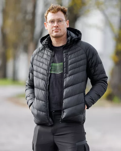 Téli munkavédelmi kabát, Mix&Match, steppelt-szigetelt anyag, könnyű, fekete, S