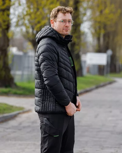 Téli munkavédelmi kabát, Mix&Match, steppelt-szigetelt anyag, könnyű, fekete, XXXL