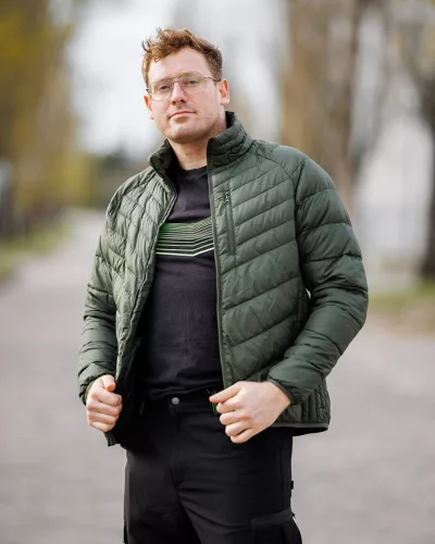 Téli munkavédelmi kabát, Mix&Match, steppelt-szigetelt anyag, könnyű, zöld-fekete, L