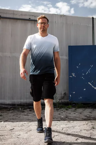 Munkavédelmi póló, kék árnyékmintás, Denim, 100% pamut, 180g/m2, L