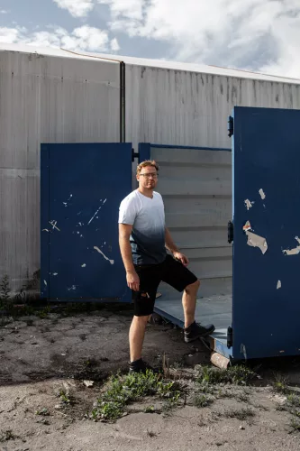 Munkavédelmi póló, kék árnyékmintás, Denim, 100% pamut, 180g/m2, XL