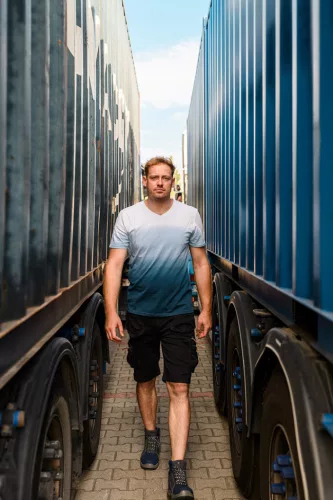 Munkavédelmi póló, kék árnyékmintás, Denim, 100% pamut, 180g/m2, XXL