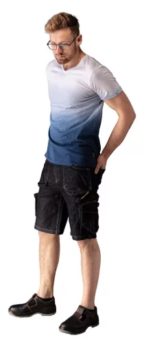 Munkavédelmi póló, kék árnyékmintás, Denim, 100% pamut, 180g/m2, XXL