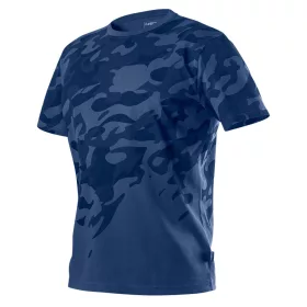   Munkavédelmi póló, CAMO Navy, tengerészkék, terepmintás, 100% pamut, L