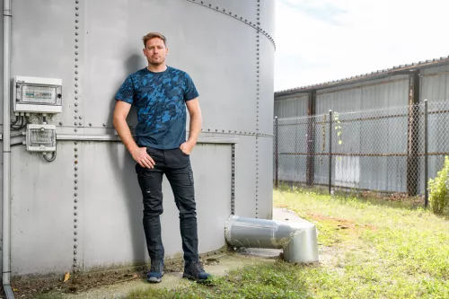 Munkavédelmi póló, CAMO Navy, tengerészkék, terepmintás, 100% pamut, XXL