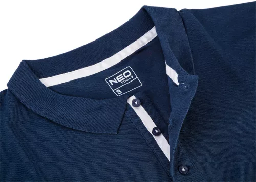 Munkavédelmi póló, galléros, kék, Denim, 100% pamut, 200g/m2, XL