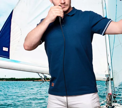 Munkavédelmi póló, galléros, kék, Denim, 100% pamut, 200g/m2, XXXL