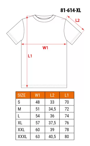 Munkavédelmi póló, prémium, lélegző hálós panel, 92% poliészter + 8% spandex, 220 g/m2, XL