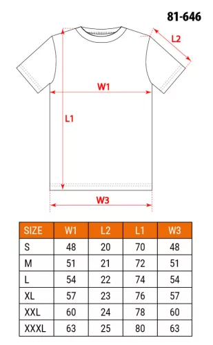 Munkavédelmi póló, fehér, Basic, 100% pamut, 180g/m2, XXL 