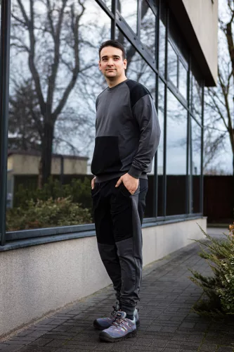 Munkavédelmi pulóver Comfort, szürke-fekete, 57% pamut, 39% poliészter, XXL