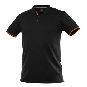   Munkavédelmi póló, fekete, galléros, Garage, pique, 100% pamut, 195g/m2, M