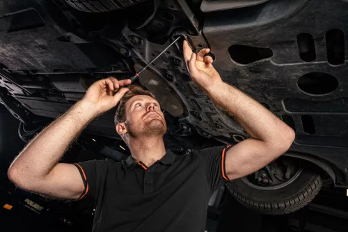 Munkavédelmi póló, fekete, galléros, Garage, pique, 100% pamut, 195g/m2, M