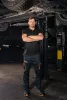 Munkavédelmi póló, fekete, galléros, Garage, pique, 100% pamut, 195g/m2, M