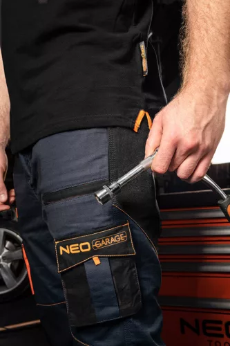 Munkavédelmi póló, fekete, galléros, Garage, pique, 100% pamut, 195g/m2, XL