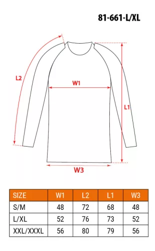 Thermo aláöltözet felső, hosszú ujjú, fekete, Basic, L/XL