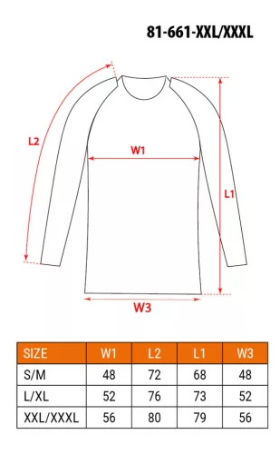 Thermo aláöltözet felső, hosszú ujjú, fekete, Basic, XXL/XXXL