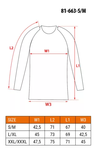 Thermo aláöltözet felső, hosszú ujjú Carbon, S/M