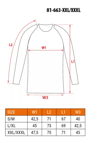 Thermo aláöltözet felső, hosszú ujjú Carbon, XXL/XXXL