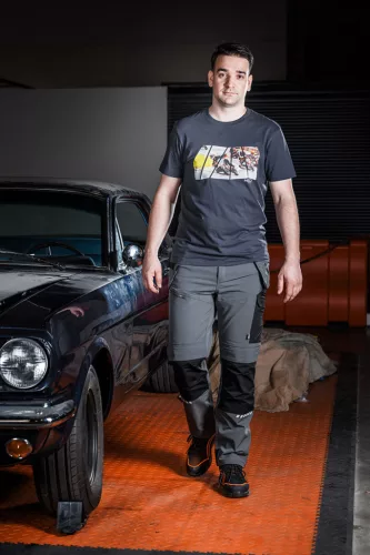 Munkavédelmi póló, motorkerékpár minta, 100% pamut, 180g/m2, XL