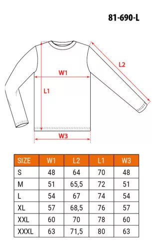 Munkavédelmi póló, hosszú ujjú, szürke, 90% pamut, L