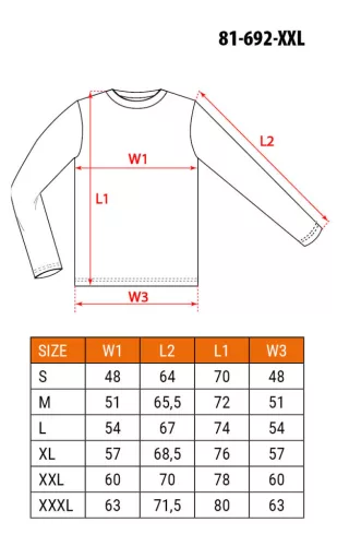 Munkavédelmi póló, hosszú ujjú, tengerészkék, 100% pamut, XXL