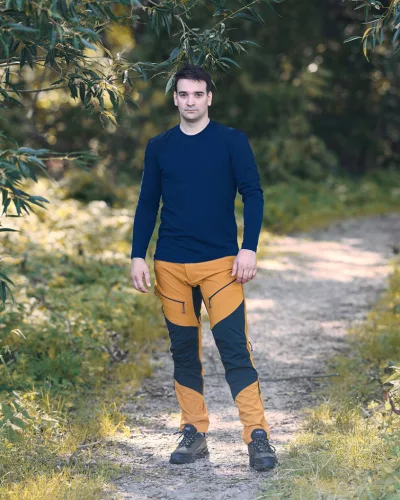 Munkavédelmi póló, hosszú ujjú, tengerészkék, 100% pamut, XXXL